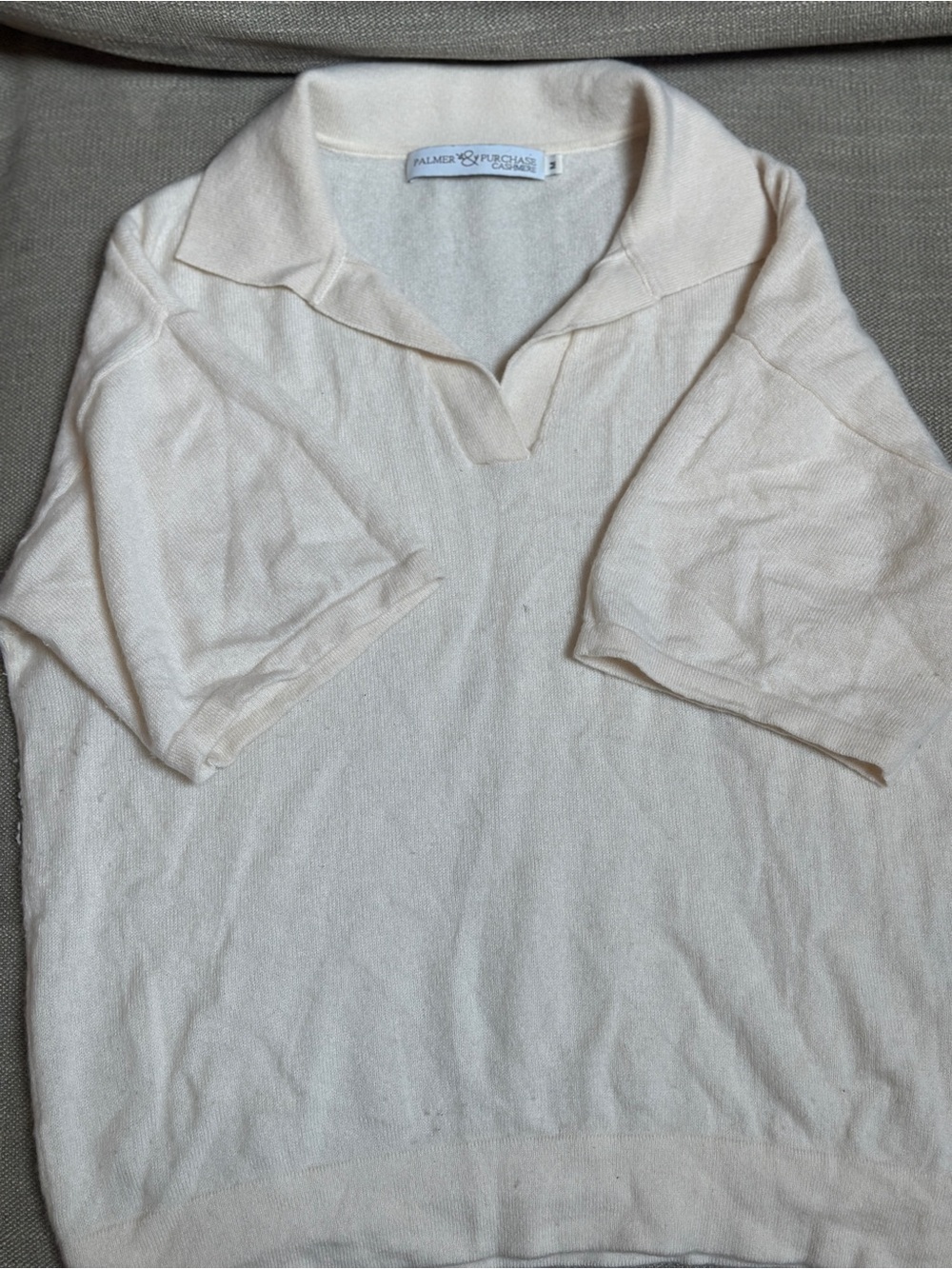 Palmer & Purchase Ivory Short Sleeve Polo Sweater